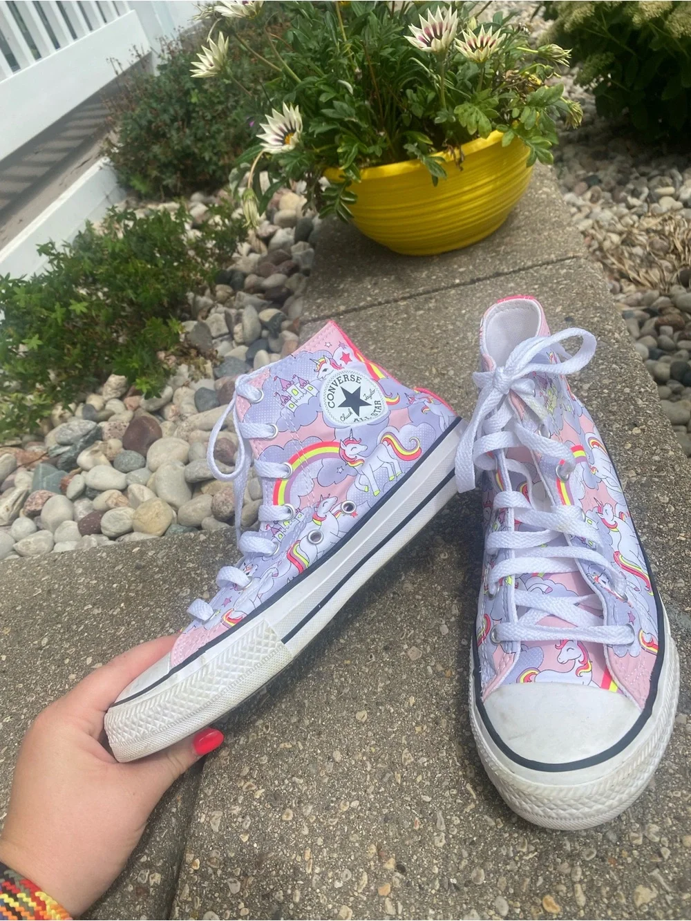 Converse Kids Pink Rainbow Unicorn High-Top Sneakers